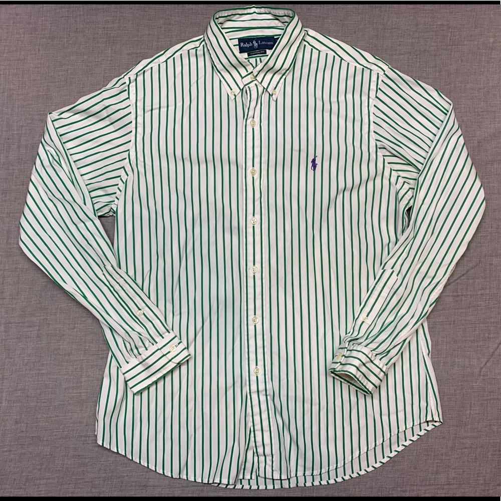 RALPH LAUREN Mens Striped Custom Fit Button Up
